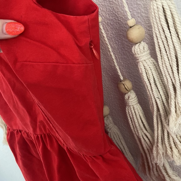 American Eagle Outfitters red mini dress cap sleeve bubble style open back 2 - Picture 8 of 16